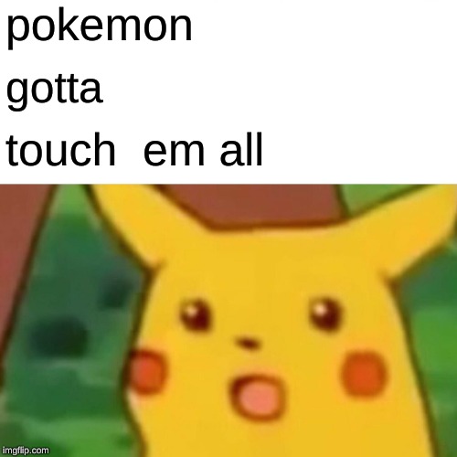 Surprised Pikachu Meme | pokemon; gotta; touch  em all | image tagged in memes,surprised pikachu | made w/ Imgflip meme maker