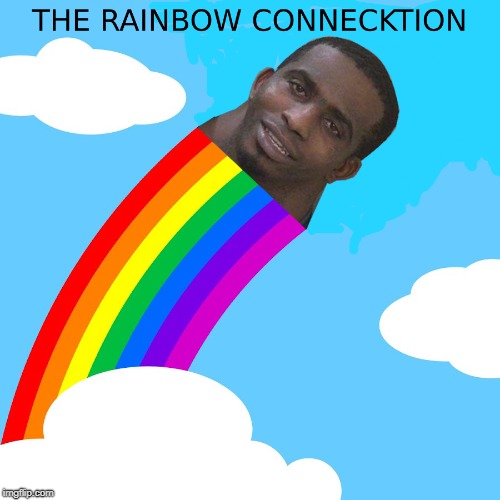 The Rainbow Connecktion | image tagged in neck guy,neck meme,rainbow | made w/ Imgflip meme maker