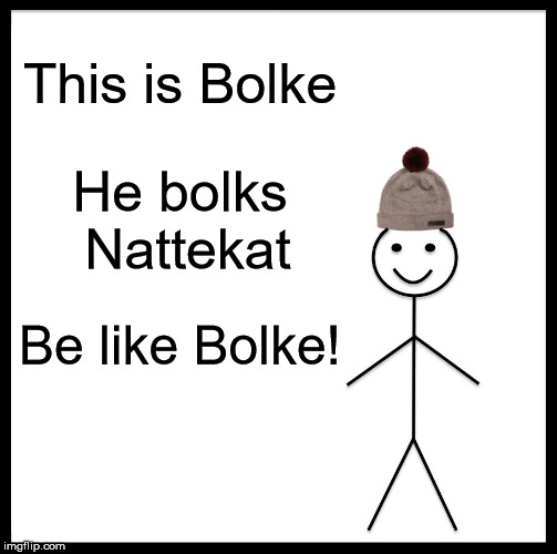 Be Like Bill Meme | This is Bolke; He bolks Nattekat; Be like Bolke! | image tagged in memes,be like bill | made w/ Imgflip meme maker