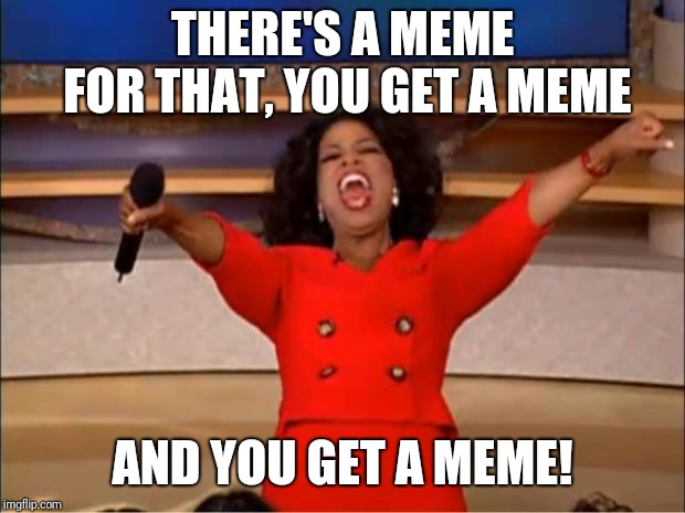 Oprah You Get A Meme | THERE'S A MEME FOR THAT, YOU GET A MEME; AND YOU GET A MEME! | image tagged in memes,oprah you get a | made w/ Imgflip meme maker