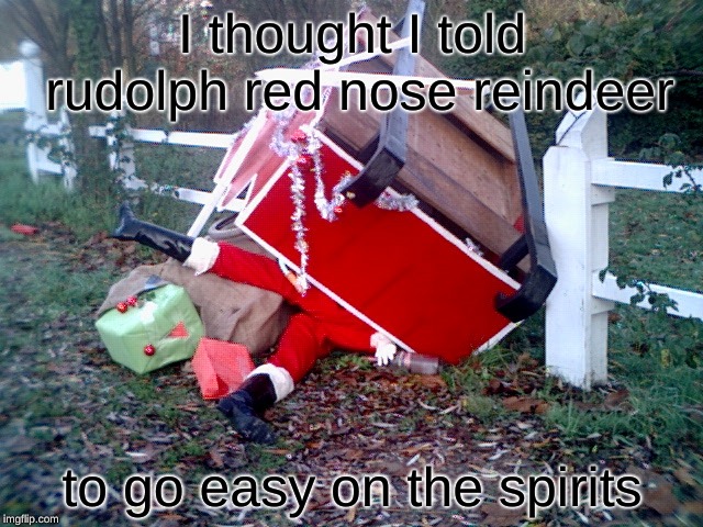 I thought I told rudolph red nose reindeer; to go easy on the spirits | image tagged in santa | made w/ Imgflip meme maker