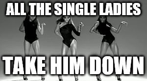 single ladies | ALL THE SINGLE LADIES TAKE HIM DOWN | image tagged in single ladies | made w/ Imgflip meme maker