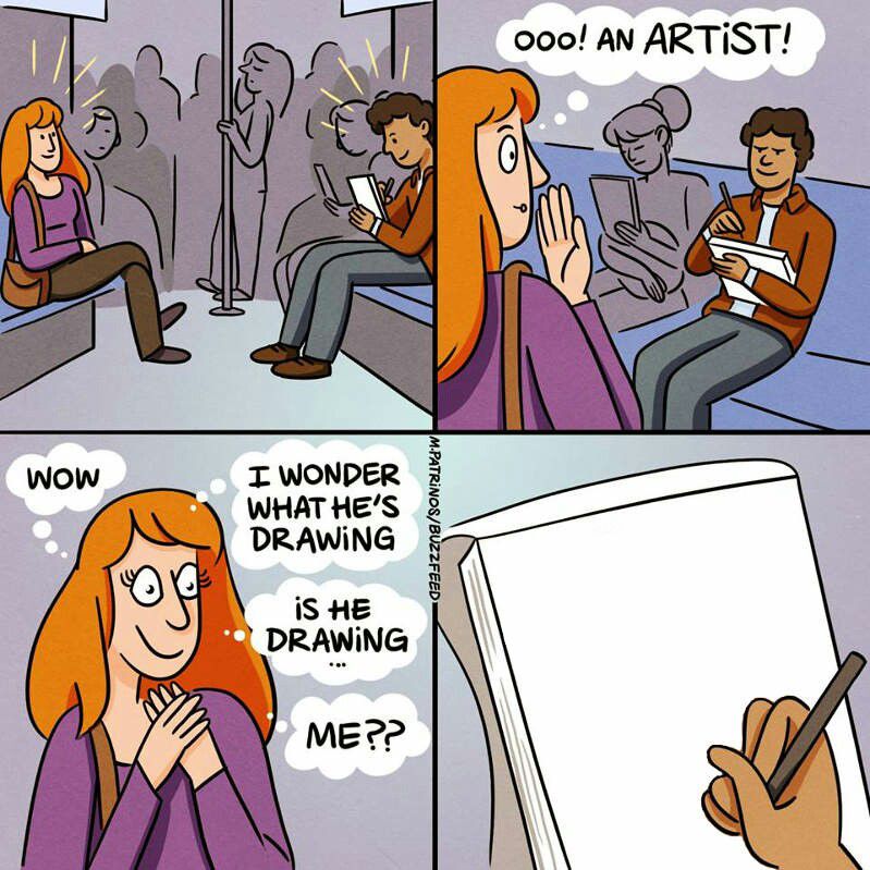 Is He Drawing... Me?? Blank Meme Template