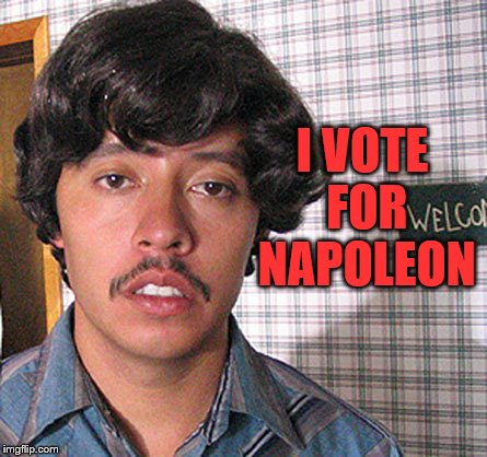 Vote for Pedro  | I VOTE FOR NAPOLEON | image tagged in vote for pedro | made w/ Imgflip meme maker