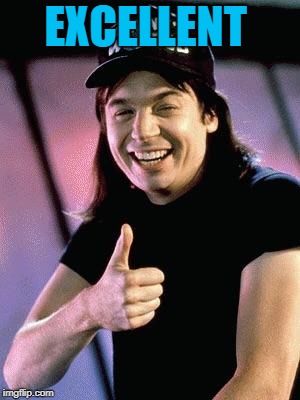 Wayne's world  | EXCELLENT | image tagged in wayne's world | made w/ Imgflip meme maker