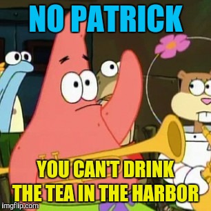 No Patrick Meme | NO PATRICK YOU CAN'T DRINK THE TEA IN THE HARBOR | image tagged in memes,no patrick | made w/ Imgflip meme maker