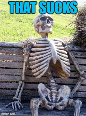 Waiting Skeleton Meme | THAT SUCKS | image tagged in memes,waiting skeleton | made w/ Imgflip meme maker