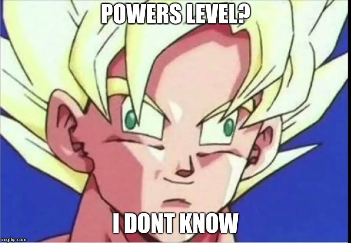 Derp goku | POWERS LEVEL? I DONT KNOW | image tagged in derp goku | made w/ Imgflip meme maker