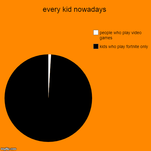 every kid nowadays | kids who play fortnite only, people who play video games | image tagged in funny,pie charts | made w/ Imgflip chart maker