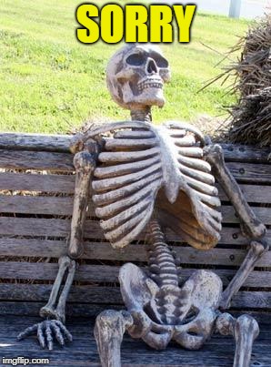 Waiting Skeleton Meme | SORRY | image tagged in memes,waiting skeleton | made w/ Imgflip meme maker