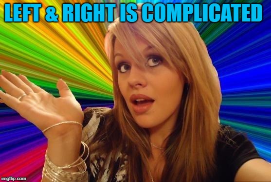 Dumb Blonde Meme | LEFT & RIGHT IS COMPLICATED | image tagged in memes,dumb blonde | made w/ Imgflip meme maker