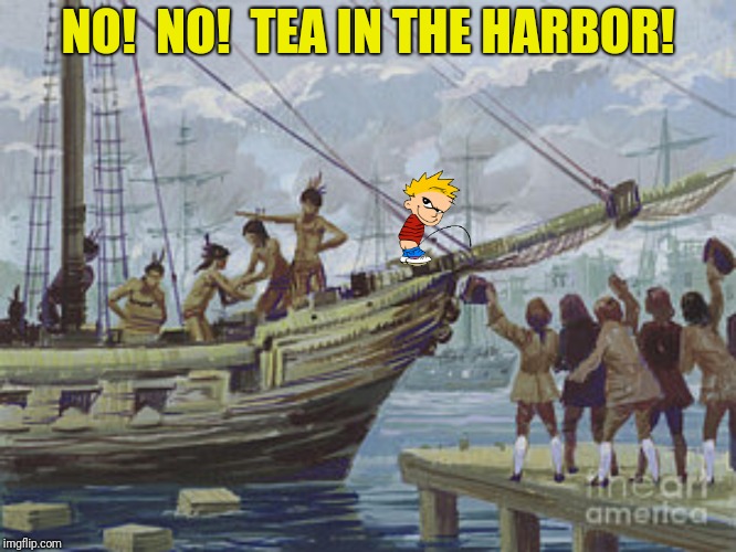 NO!  NO!  TEA IN THE HARBOR! | made w/ Imgflip meme maker