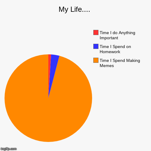 My Life.... | My Life.... | Time I Spend Making Memes, Time I Spend on Homework, Time I do Anything Important | image tagged in funny,pie charts | made w/ Imgflip chart maker