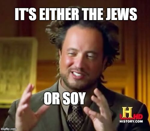 I can't be soylent about this anymore... | IT'S EITHER THE JEWS; OR SOY | image tagged in jews,soy,conspiracy,jewish soy conspiracy | made w/ Imgflip meme maker