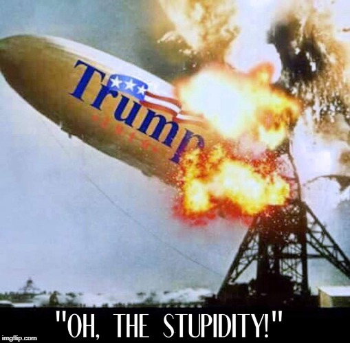 It does involve large quantities of gas. | . | image tagged in hindenburg,dirigible,zeppelin,trump,stupidity | made w/ Imgflip meme maker