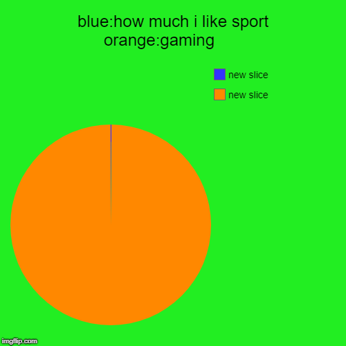 blue:how much i like sport       orange:gaming      | | image tagged in funny,pie charts | made w/ Imgflip chart maker