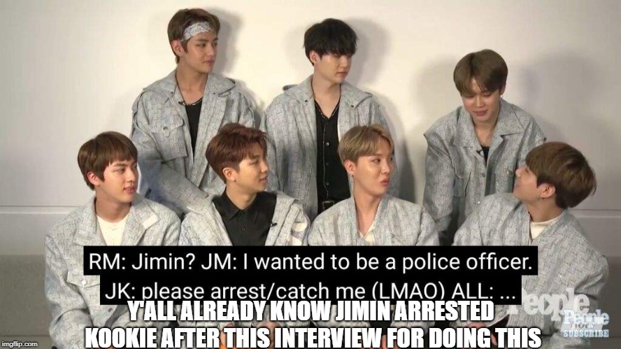 Y'ALL ALREADY KNOW JIMIN ARRESTED KOOKIE AFTER THIS INTERVIEW FOR DOING THIS | image tagged in jikook,jimin,jungkook,bts,funny memes,memeabe bts | made w/ Imgflip meme maker