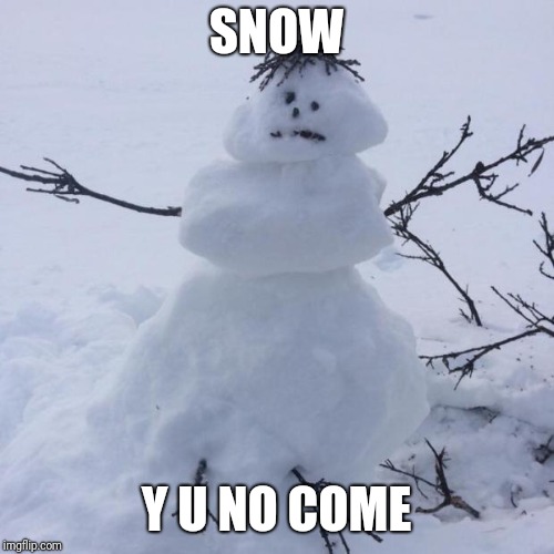 Y u November a Socrates and punman21 event |  SNOW; Y U NO COME | image tagged in snowman,y u no,y u november,memes | made w/ Imgflip meme maker