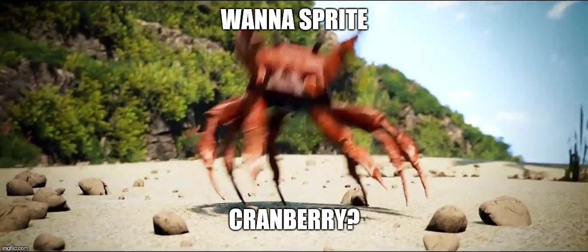 Crab Rave | WANNA SPRITE; CRANBERRY? | image tagged in crab rave | made w/ Imgflip meme maker
