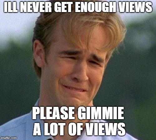 1990s First World Problems Meme | ILL NEVER GET ENOUGH VIEWS; PLEASE GIMMIE A LOT OF VIEWS | image tagged in memes,1990s first world problems | made w/ Imgflip meme maker