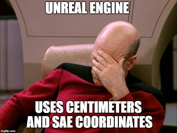Captain Picard Facepalm HD | UNREAL ENGINE; USES CENTIMETERS AND SAE COORDINATES | image tagged in captain picard facepalm hd | made w/ Imgflip meme maker