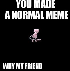 YOU MADE A NORMAL MEME; WHY MY FRIEND | image tagged in why my friend | made w/ Imgflip meme maker