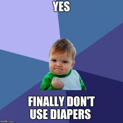 Success Kid Meme | YES FINALLY DON'T USE DIAPERS | image tagged in memes,success kid | made w/ Imgflip meme maker