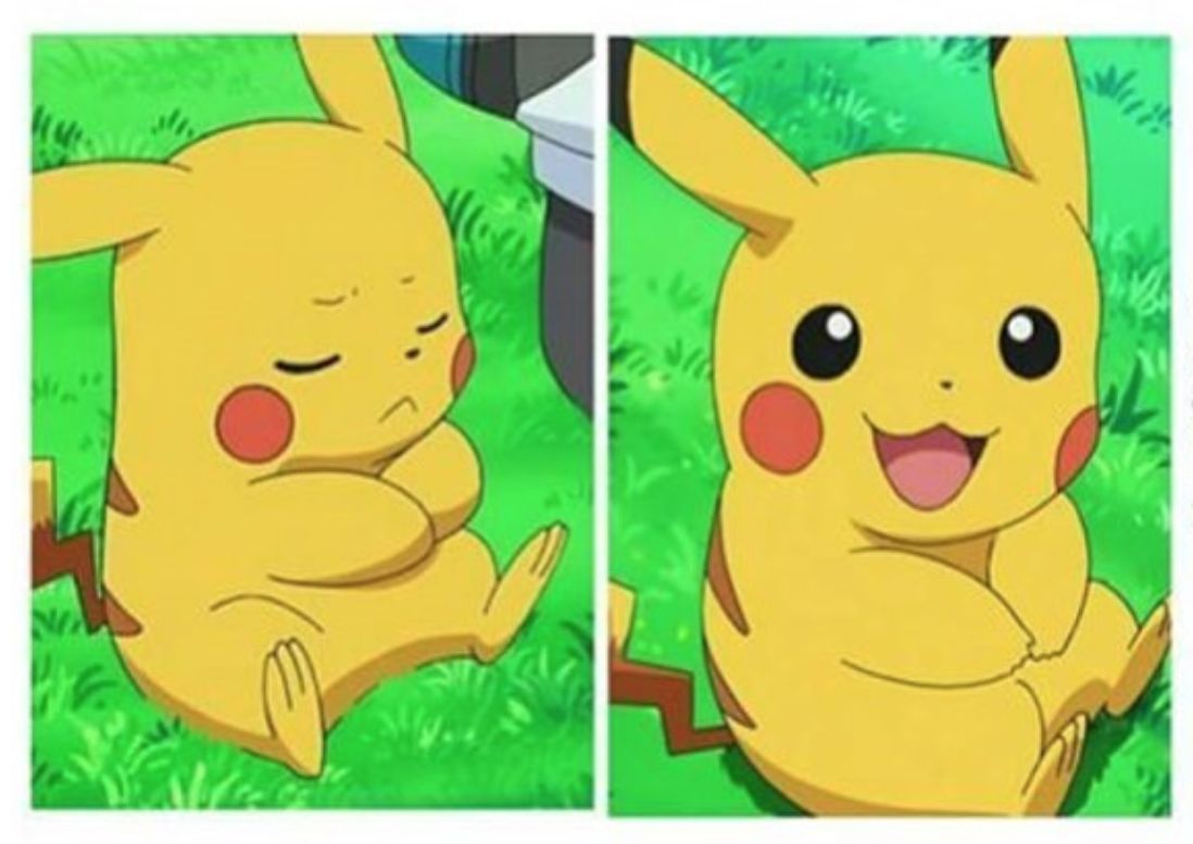 Pikachu before and after Blank Meme Template