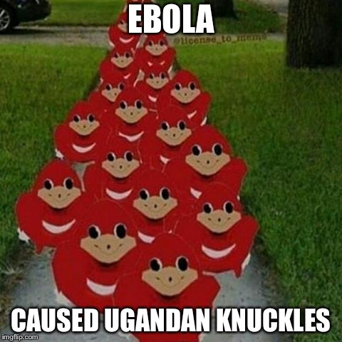 Ugandan knuckles army | EBOLA CAUSED UGANDAN KNUCKLES | image tagged in ugandan knuckles army | made w/ Imgflip meme maker