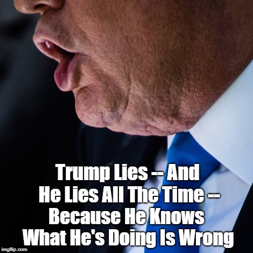 Trump Lies -- And He Lies All The Time -- Because He Knows What He's Doing Is Wrong | made w/ Imgflip meme maker
