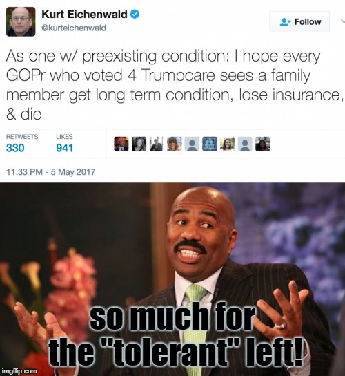so much for the "tolerant" left! | image tagged in memes,steve harvey,politics,intolerant,liberals | made w/ Imgflip meme maker