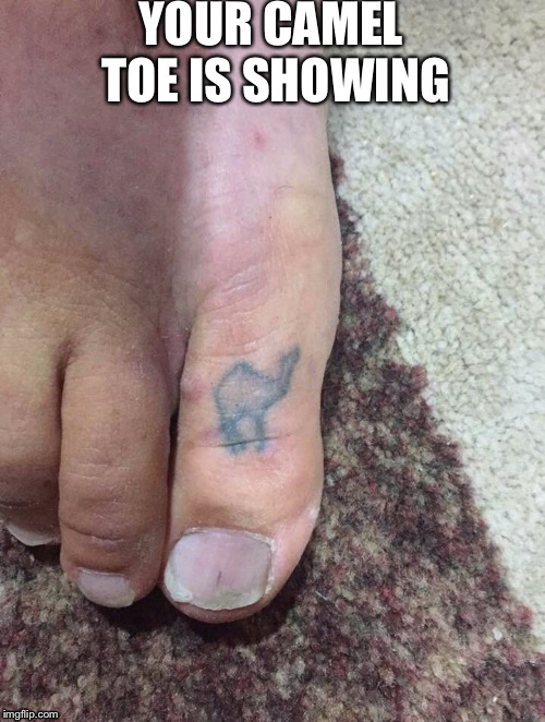 Camel toe | YOUR CAMEL TOE IS SHOWING | image tagged in camel toe,ugly woman,nasty woman | made w/ Imgflip meme maker