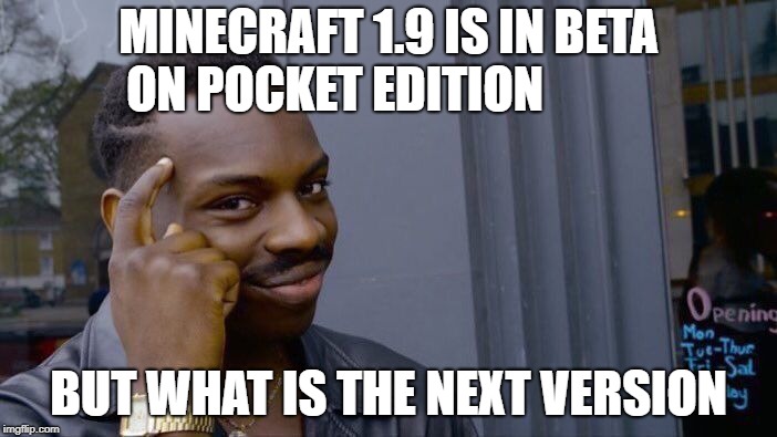 Roll Safe Think About It | MINECRAFT 1.9 IS IN BETA ON POCKET EDITION; BUT WHAT IS THE NEXT VERSION | image tagged in memes,roll safe think about it | made w/ Imgflip meme maker