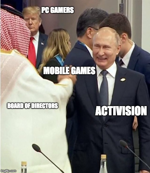 PC GAMERS; MOBILE GAMES; BOARD OF DIRECTORS; ACTIVISION | made w/ Imgflip meme maker