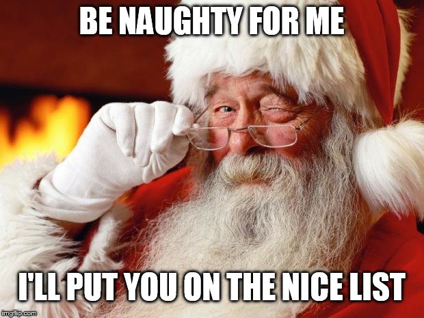 santa | BE NAUGHTY FOR ME I'LL PUT YOU ON THE NICE LIST | image tagged in santa | made w/ Imgflip meme maker