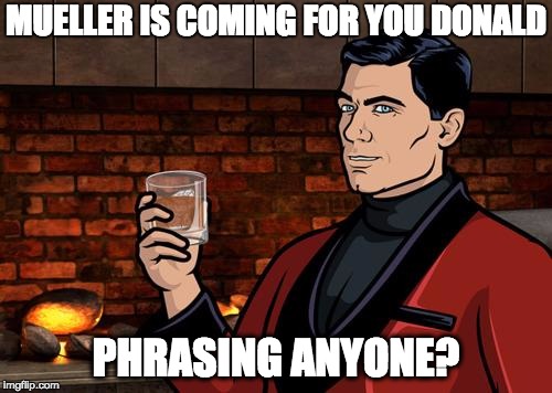 Archer "does" Donald | MUELLER IS COMING FOR YOU DONALD; PHRASING ANYONE? | image tagged in archer,phrasing,memes,mueller | made w/ Imgflip meme maker