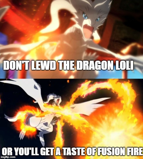 DON'T LEWD THE DRAGON LOLI OR YOU'LL GET A TASTE OF FUSION FIRE | made w/ Imgflip meme maker
