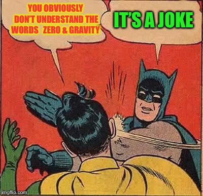 Batman Slapping Robin Meme | YOU OBVIOUSLY DON’T UNDERSTAND THE WORDS   ZERO & GRAVITY IT’S A JOKE | image tagged in memes,batman slapping robin | made w/ Imgflip meme maker