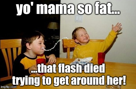 Yo Mamas So Fat | yo' mama so fat... ...that flash died trying to get around her! | image tagged in memes,yo mamas so fat | made w/ Imgflip meme maker