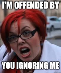 SJW Triggered | I'M OFFENDED BY YOU IGNORING ME | image tagged in sjw triggered | made w/ Imgflip meme maker