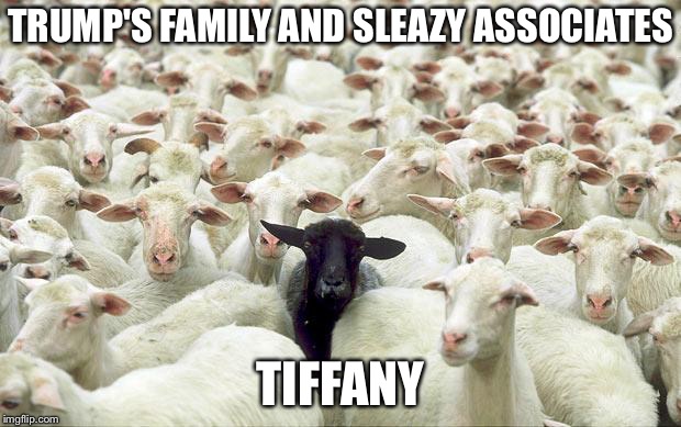 black sheep | TRUMP'S FAMILY AND SLEAZY ASSOCIATES TIFFANY | image tagged in black sheep | made w/ Imgflip meme maker