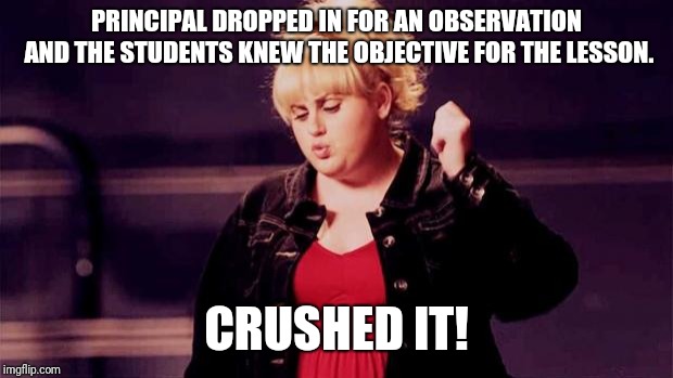 Crushed it | PRINCIPAL DROPPED IN FOR AN OBSERVATION AND THE STUDENTS KNEW THE OBJECTIVE FOR THE LESSON. CRUSHED IT! | image tagged in crushed it | made w/ Imgflip meme maker