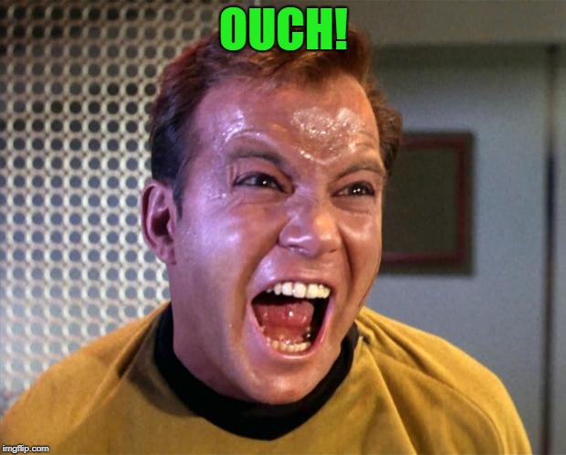 Captain Kirk Screaming | OUCH! | image tagged in captain kirk screaming | made w/ Imgflip meme maker