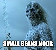 SMALL BEANS,N00B | image tagged in white walker | made w/ Imgflip meme maker
