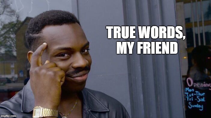 Roll Safe Think About It Meme | TRUE WORDS, MY FRIEND | image tagged in memes,roll safe think about it | made w/ Imgflip meme maker
