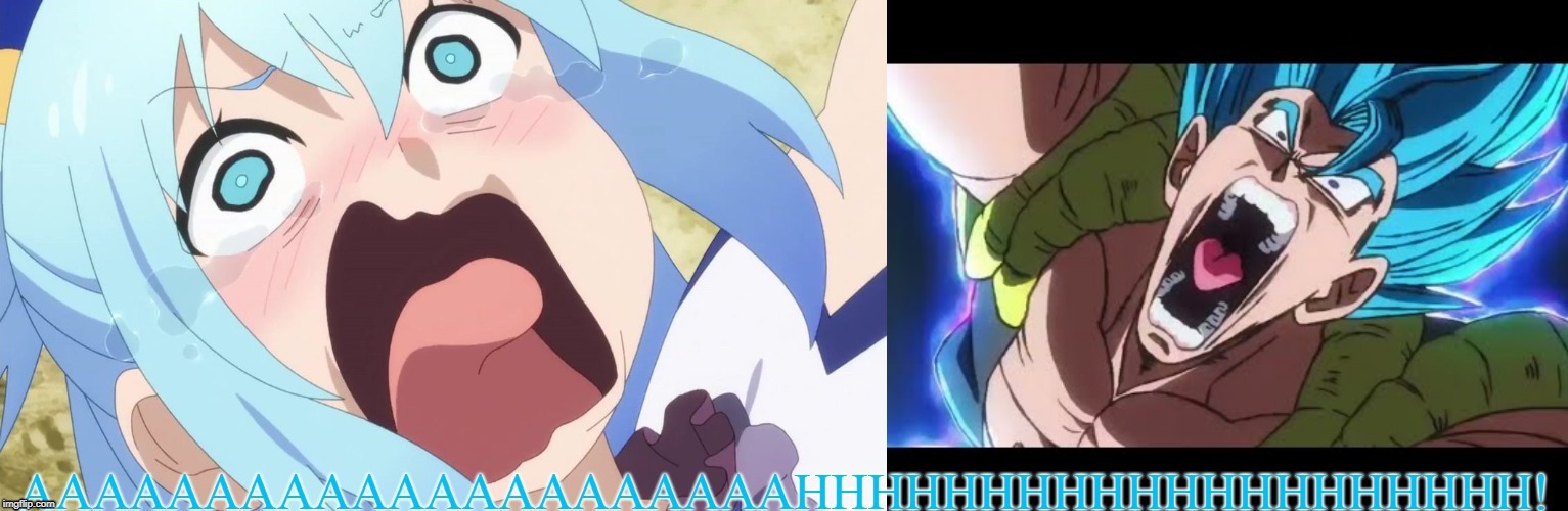 Aqua & Gogeta Scream | image tagged in anime meme,animeme | made w/ Imgflip meme maker