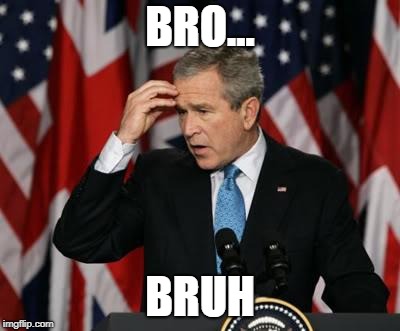 George w Bush | BRO... BRUH | image tagged in george w bush | made w/ Imgflip meme maker