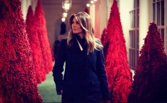 Melania Red Christmas Trees Blank Meme Template