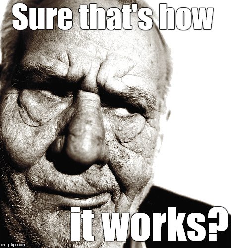 Skeptical old man | Sure that's how it works? | image tagged in skeptical old man | made w/ Imgflip meme maker