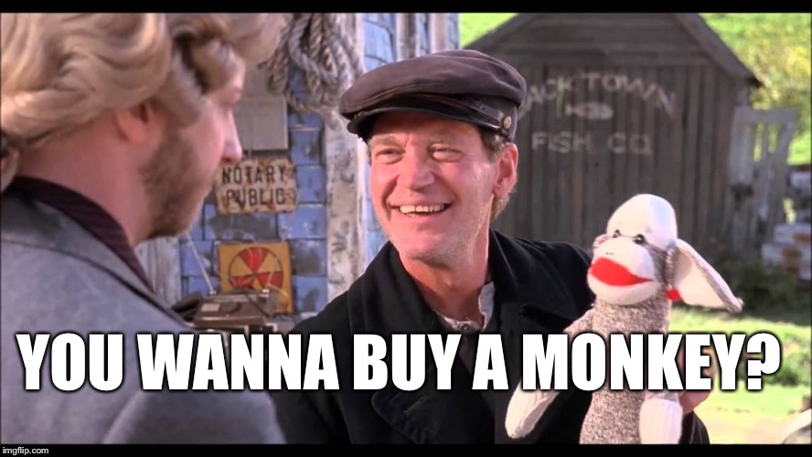 Tubular | YOU WANNA BUY A MONKEY? | image tagged in tubular | made w/ Imgflip meme maker